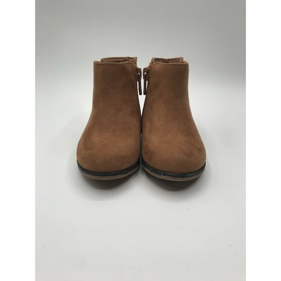 Cat & Jack Boots Girls Toddler Size 5 Penelope Zipper Cognac Tan Faux Suede - Picture 3 of 11